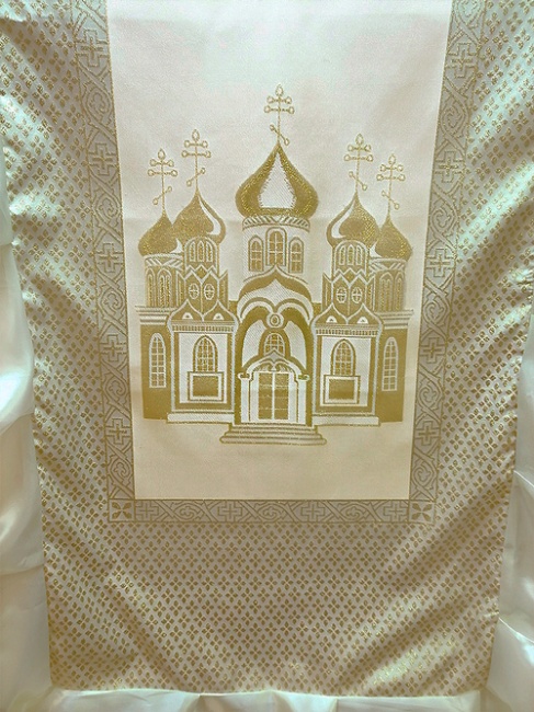 Комплект Элитный "Архангел" (парча золотая с люрексом "Крест и Храм", волан) FITTONE LUXE