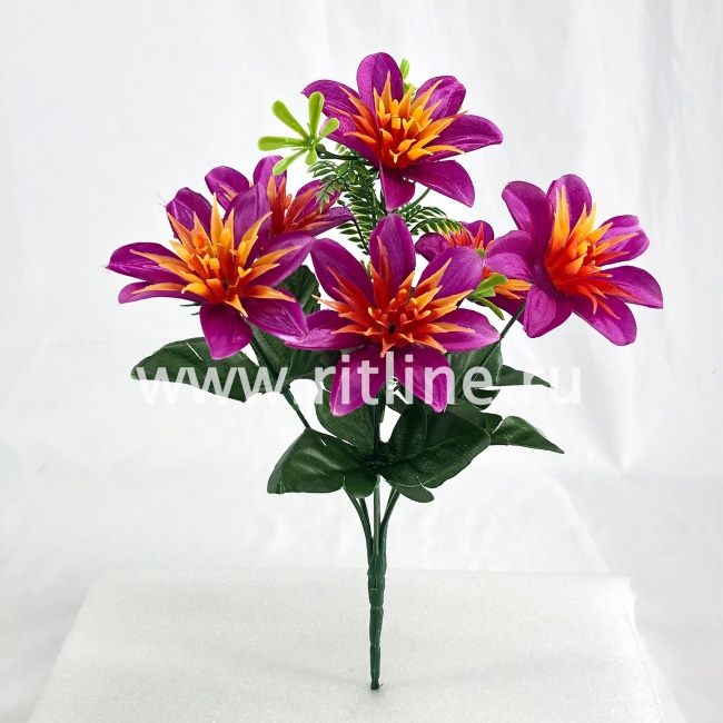 Букет лилий, 6г., выс. 31 см, цв. микс FITTONE Букет лилий, 6г., выс. 31 см, цв. микс FITTONE