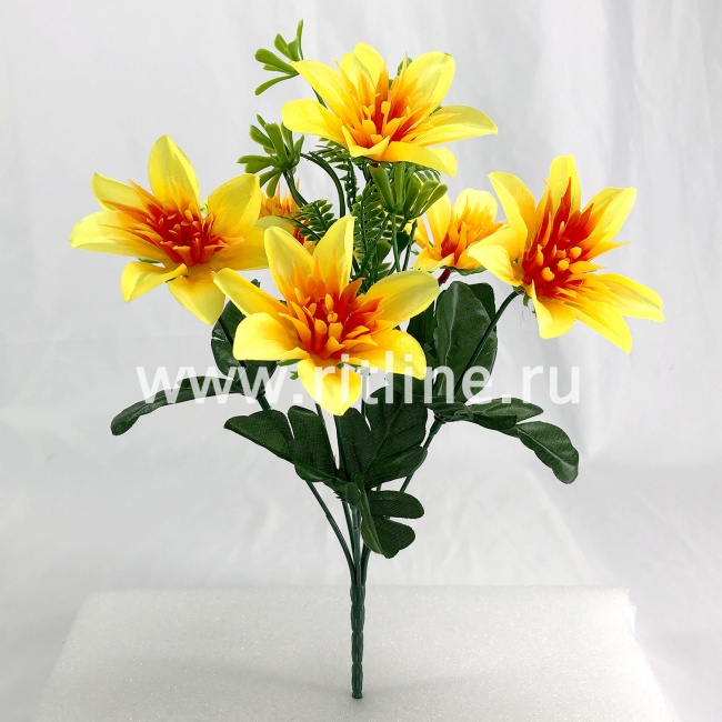 Букет лилий, 6г., выс. 31 см, цв. микс FITTONE Букет лилий, 6г., выс. 31 см, цв. микс FITTONE