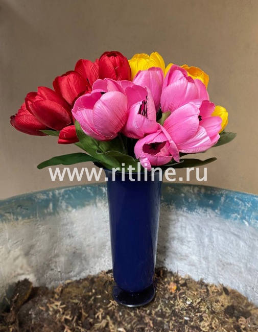 Ваза пластмассовая со штырем FITTONE ELITE EDITION, H-37 см, цв.темно-синий