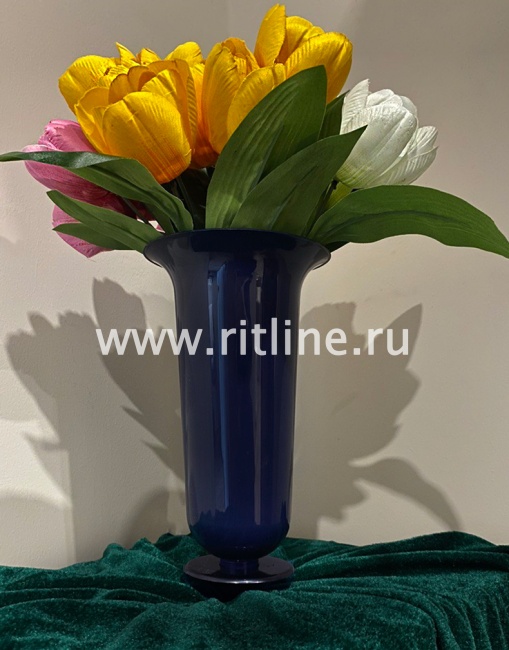 Ваза пластмассовая со штырем FITTONE ELITE EDITION, H-37 см, цв.темно-синий