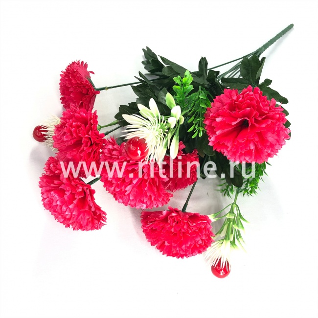 Букет хризантем с ягодами и зеленью "FITTONE", 7г., выс. 57см, цв.микс