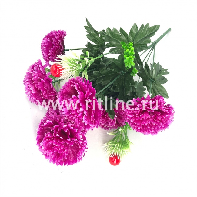 Букет хризантем с ягодами и зеленью "FITTONE", 7г., выс. 57см, цв.микс