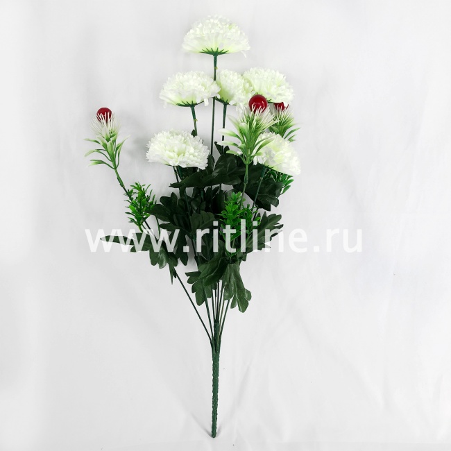 Букет хризантем с ягодами и зеленью "FITTONE", 7г., выс. 57см, цв.микс