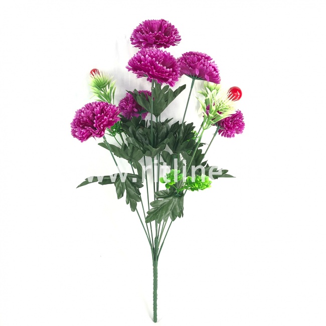 Букет хризантем с ягодами и зеленью "FITTONE", 7г., выс. 57см, цв.микс