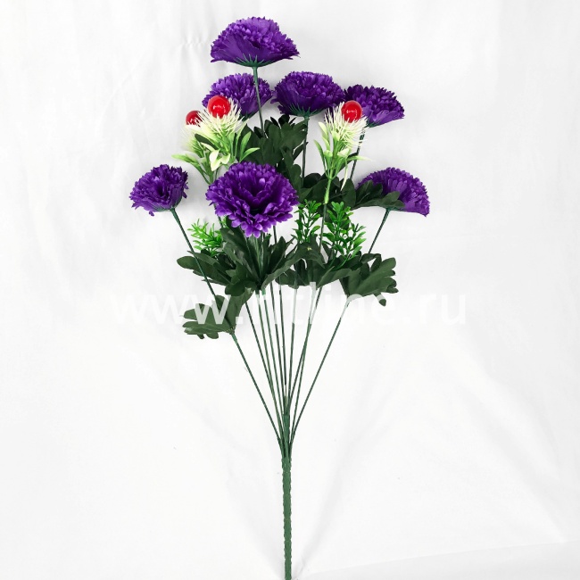 Букет хризантем с ягодами и зеленью "FITTONE", 7г., выс. 57см, цв.микс