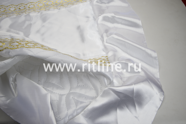 Комплект КТВ (Н+П) (т/с атлас белый, вставка Богородица, кружево белое с золотом, волан) Комплект КТВ (Н+П) (т/с атлас белый, вставка Богородица, кружево белое с золотом, волан)