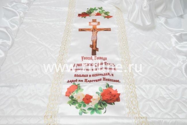 Комплект КТВ (Н+П) (т/с атлас белый, вставка Крест, кружево белое с золотом, волан) Комплект КТВ (Н+П) (т/с атлас белый, вставка Крест, кружево белое с золотом, волан)