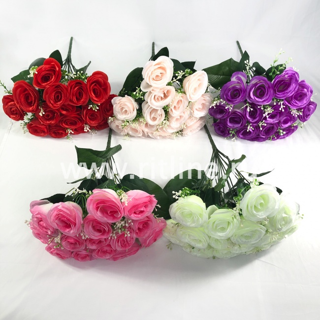 Букет роз с зеленью "FITTONE", 15г., выс. 40см, цв.микс Букет роз с зеленью "FITTONE", 15г., выс. 40см, цв.микс