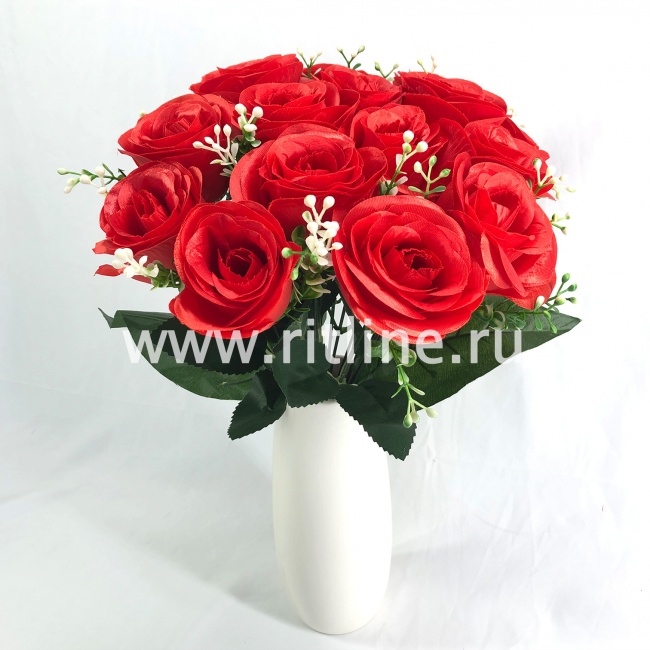 Букет роз с зеленью "FITTONE", 15г., выс. 40см, цв.микс Букет роз с зеленью "FITTONE", 15г., выс. 40см, цв.микс