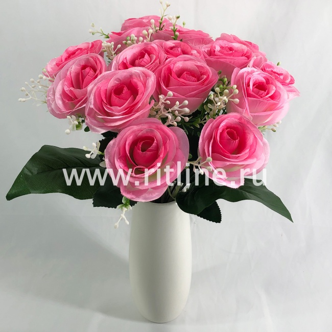 Букет роз с зеленью "FITTONE", 15г., выс. 40см, цв.микс Букет роз с зеленью "FITTONE", 15г., выс. 40см, цв.микс