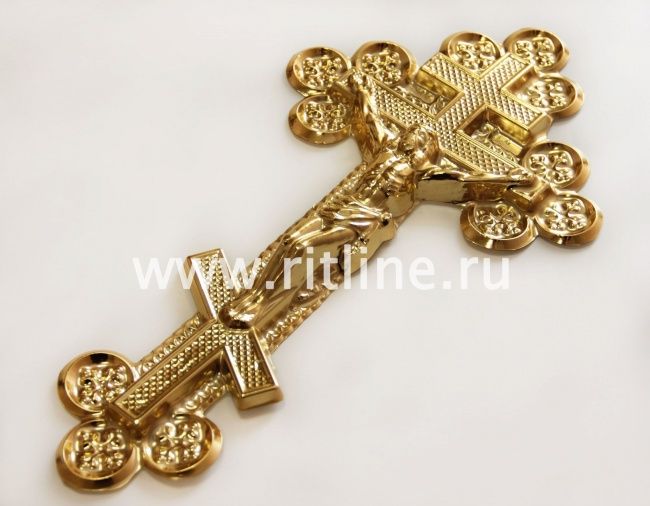 Крест с распятием ажурный, фольга,  360*190мм, цв. золото, "MOREFIX"