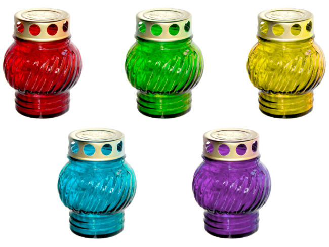 Лампада стеклянная (110х80, крышка металл, цв. микс) FITTONE