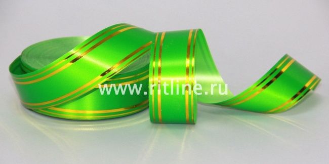 Лента с золотой полосой new, 3см х 50ярд FITTONE