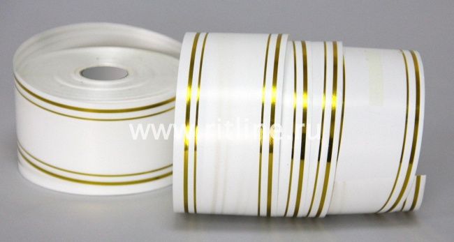 Лента с золотой полосой FITTONE, 5см х 50ярд