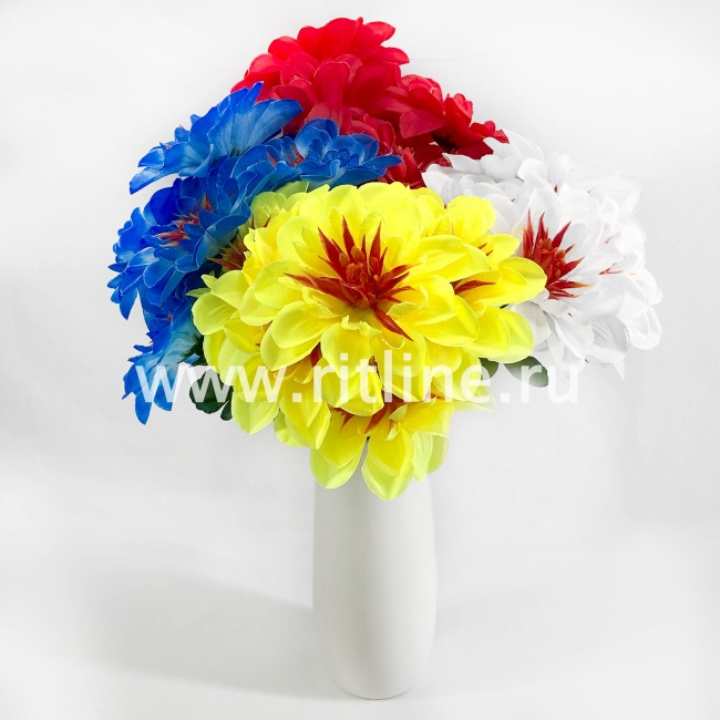 Букет георгинов "Fittone", 6г, выс.33, шелк, цв.микс Букет георгинов "Fittone", 6г, выс.33, шелк, цв.микс