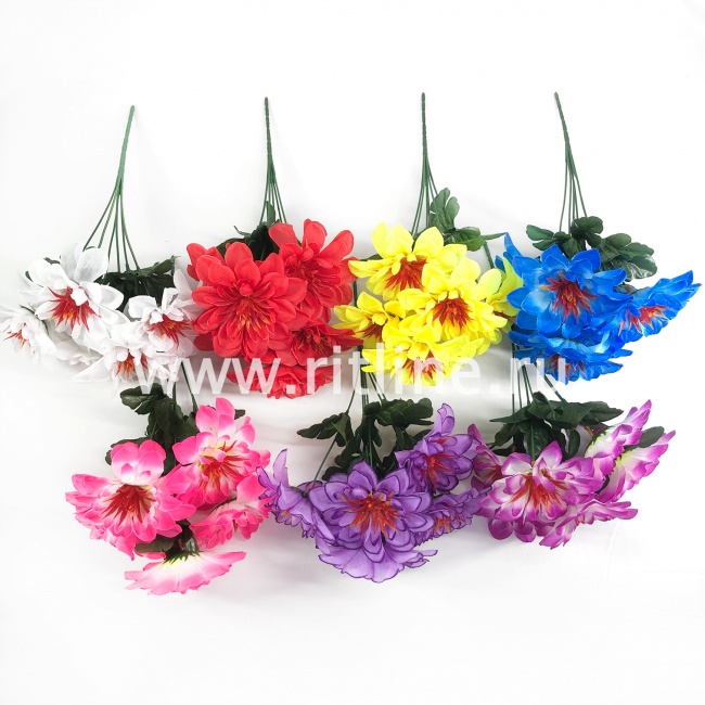 Букет георгинов "Fittone", 6г, выс.33, шелк, цв.микс Букет георгинов "Fittone", 6г, выс.33, шелк, цв.микс